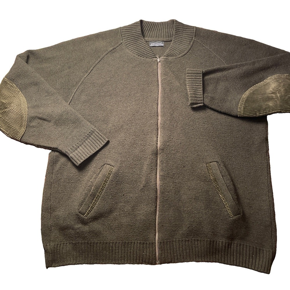Cooper Canada Full Zip Grandpa Cardigan Elbow Patches Pockets Size XL